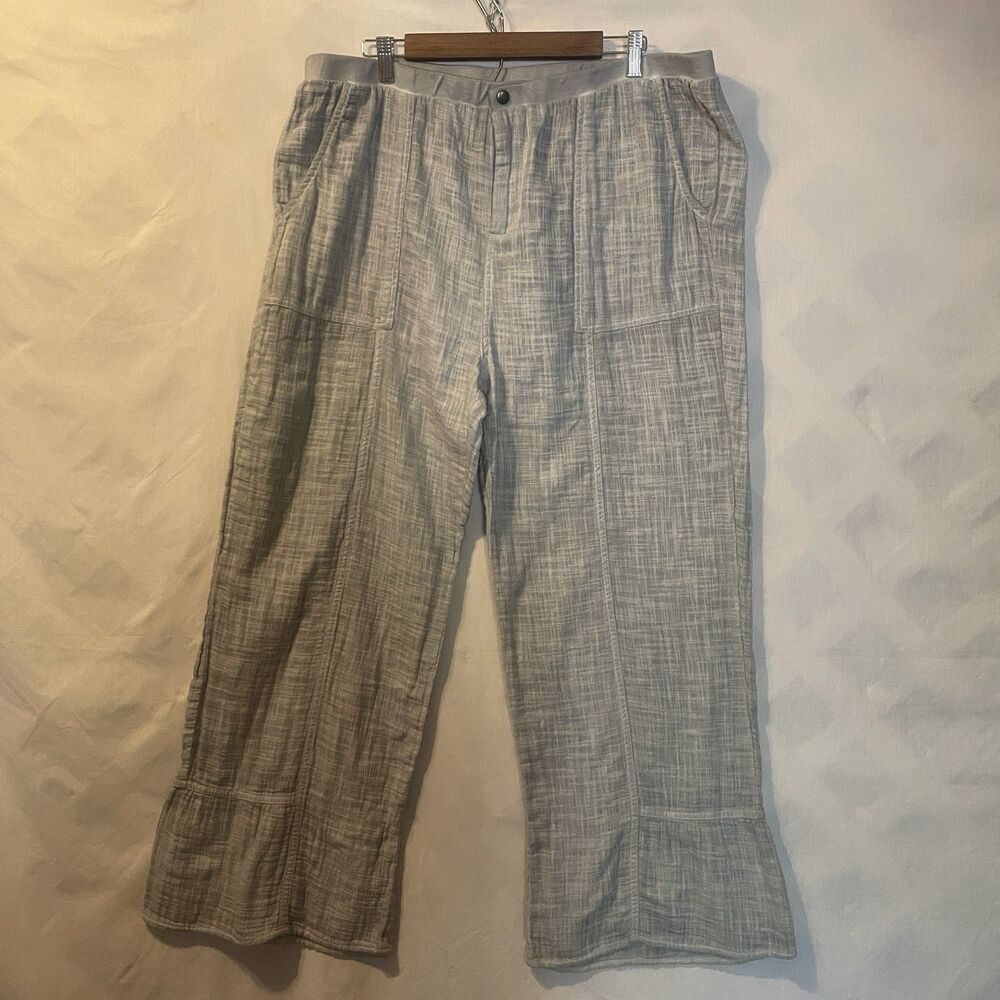 Soft Surroundings Light Gray Wide Leg Linen Blend Pants